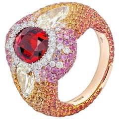 18 Karat Rose 2.11 Carat Unheated Oval Ruby Sunset of the Desert Cocktail Ring