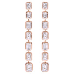 18 Karat Rose and White Gold 2.57 Carat "Illusion-Set" Diamond Dangle Earrings