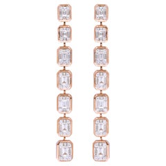 Pendants d'oreilles en or rose et blanc 18 carats sertis de diamants 2,57 carats