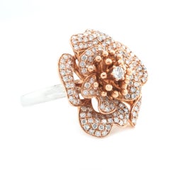 18 Karat Rose and White Gold Diamond Flower Ring