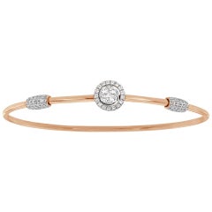 18 Karat Roségold Flex Armreif mit rundem Halo-Diamant '2/3 Karat'