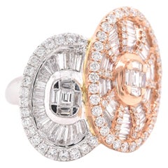 18 Karat Rose and White Gold Geometric Mosaic Diamond Fashion Ring