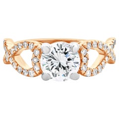 Anello di fidanzamento con diamante taglio Brilliante rotondo in oro rosa e bianco 18 carati