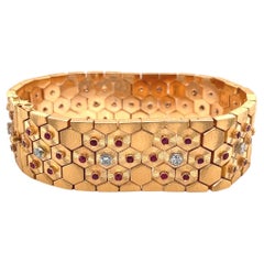 18 Karat Roségold Rubin- und Diamantarmband von Buccellati, 1940er Jahre