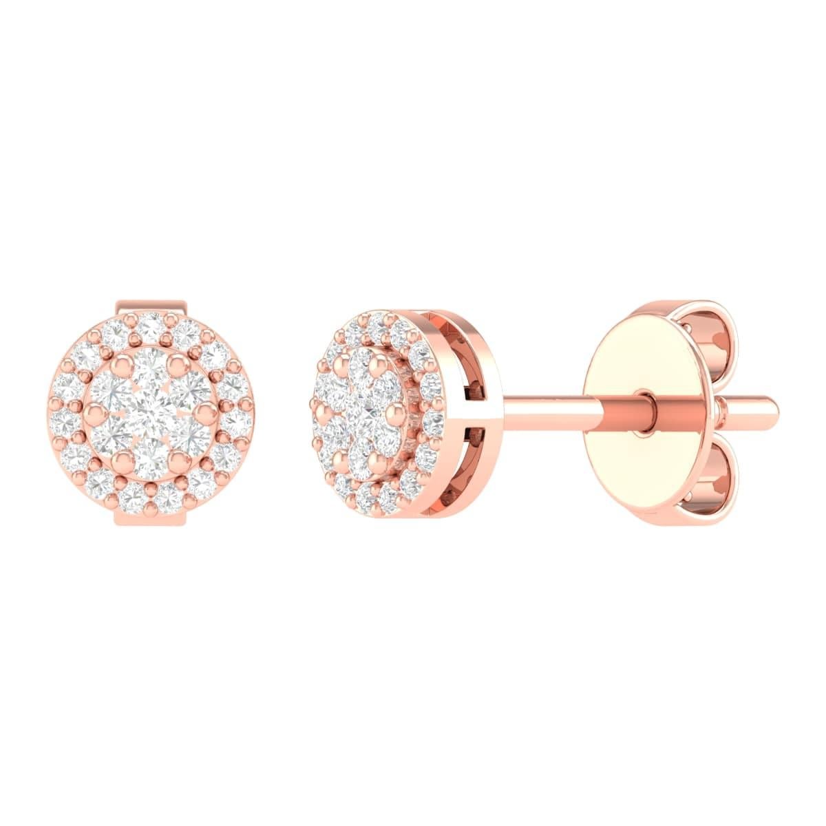 Brilliant Cut 18 Karat Rose Gold 0.19 Carat Diamond Cocktail Stud Earrings For Sale
