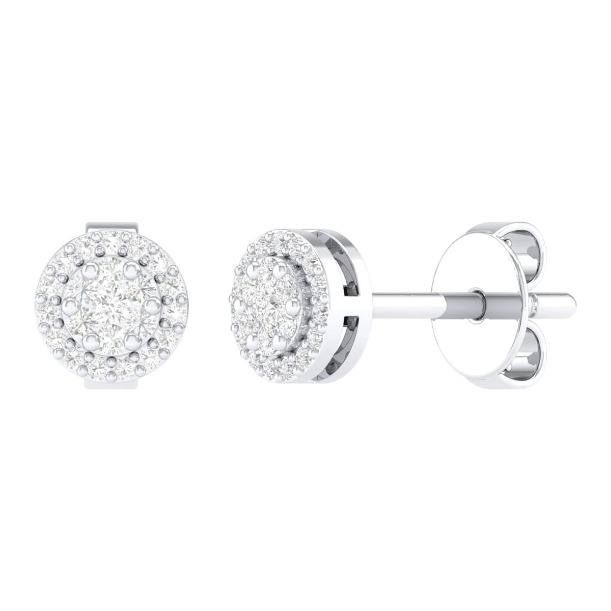 Clous d'oreilles cocktail en or rose 18 carats et diamants 0,19 carat Neuf - En vente à Jaipur, IN