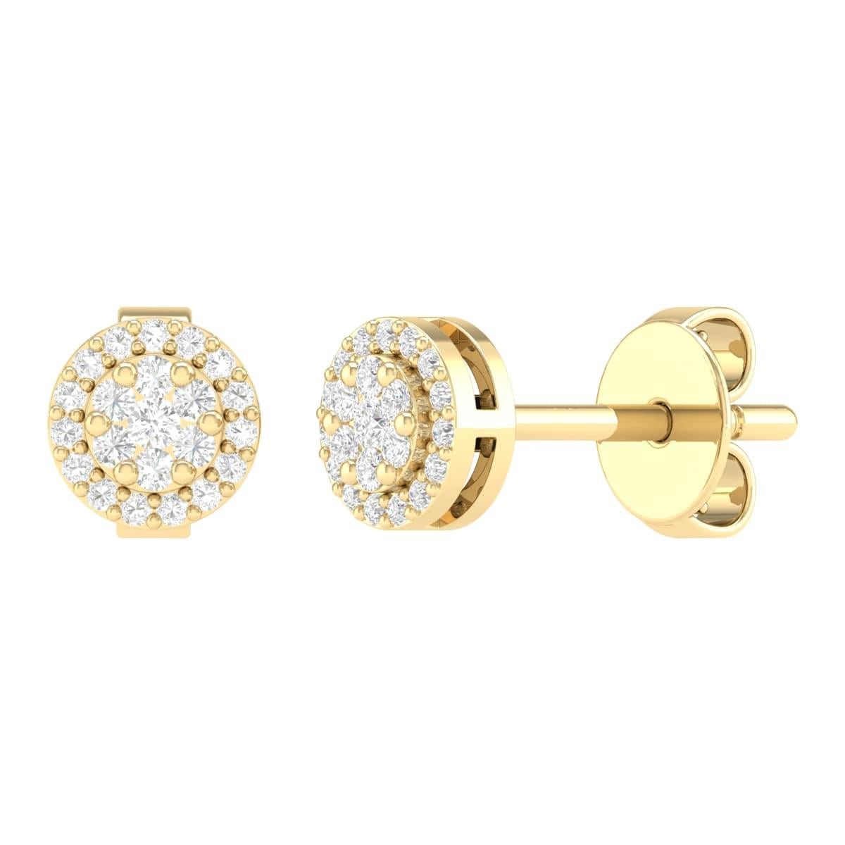 Women's 18 Karat Rose Gold 0.19 Carat Diamond Cocktail Stud Earrings For Sale