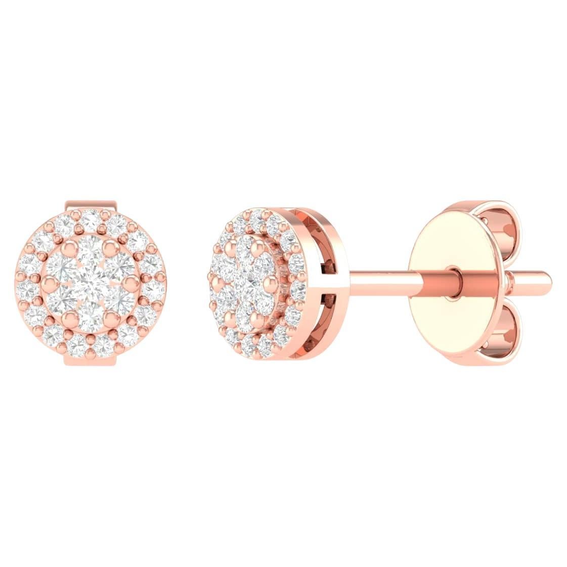 18 Karat Rose Gold 0.19 Carat Diamond Cocktail Stud Earrings For Sale