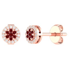 18 Karat Rose Gold 0.19 Carat Ruby Cocktail Stud Earrings