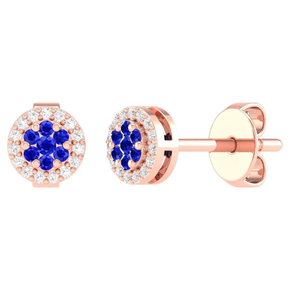 18 Karat Rose Gold 0.19 Carat Sapphire Cocktail Stud Earrings For Sale