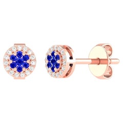18 Karat Rose Gold 0.19 Carat Sapphire Cocktail Stud Earrings