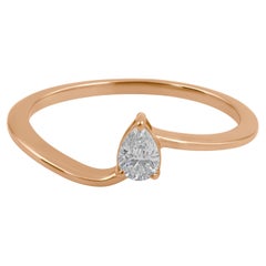 18 Karat Rose Gold 0.19 Carat SI/H Pear Diamond Stackable Solitaire Ring