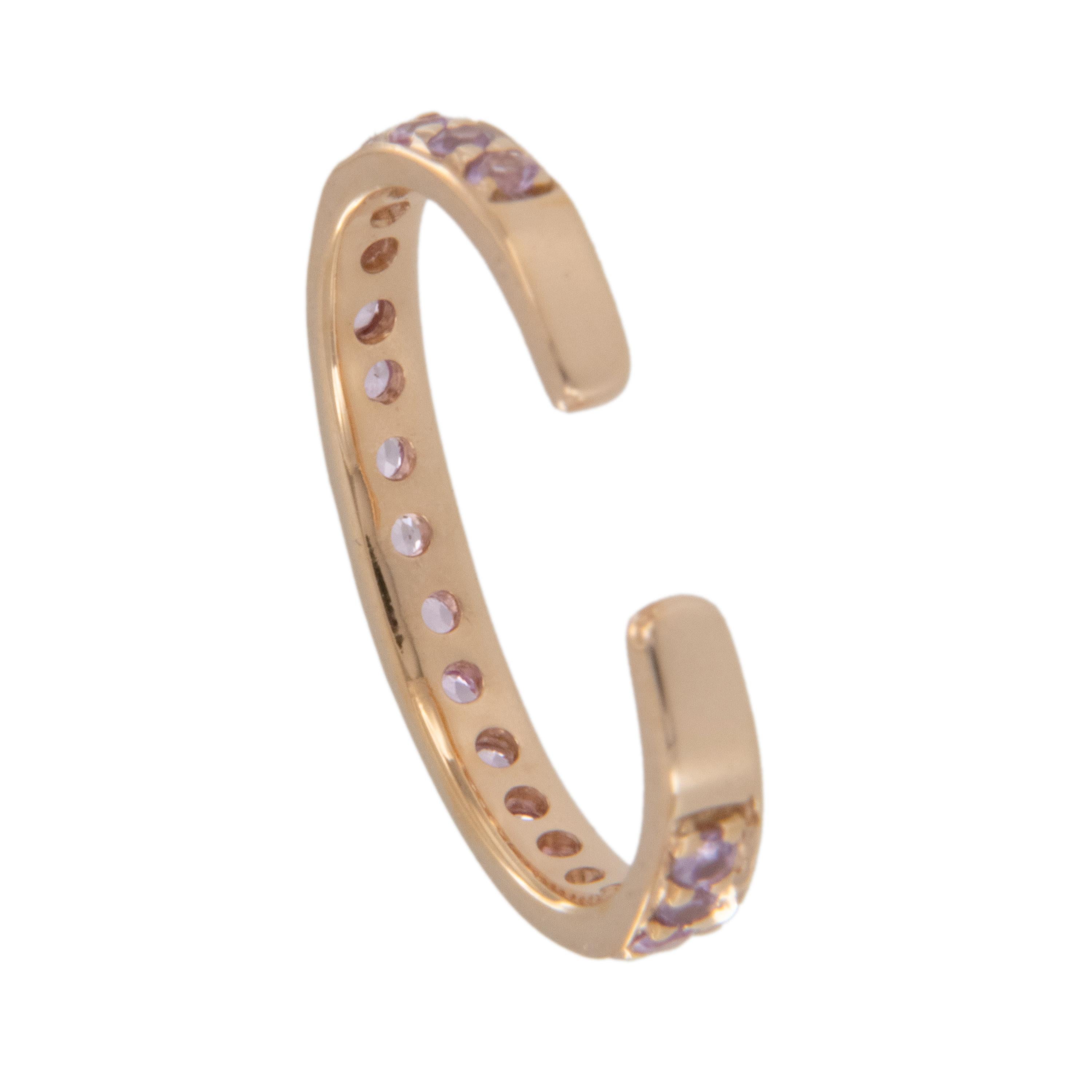 Taglio rotondo Bracciale all'orecchio in oro rosa 18 carati da 0,20 ctw di zaffiro rosa in vendita