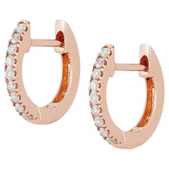18 Karat Rose Gold 0.21 Cttw Diamond Mini Huggy Hoop Earrings