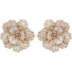 18 Karat Rose Gold 0.36 Carat Diamond and Enamel Earrings