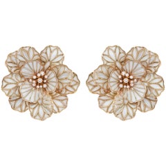 18 Karat Rose Gold 0.36 Carat Diamond and Enamel Earrings