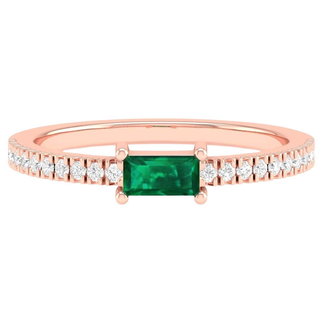 18 Karat Rose Gold 0.4 Carat Emerald Infinity Band Ring For Sale