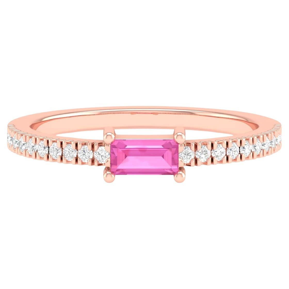 Bague à anneau infinie en or rose 18 carats avec saphir rose de 0,4 carat en vente