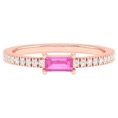 Bague à anneau infinie en or rose 18 carats avec saphir rose de 0,4 carat