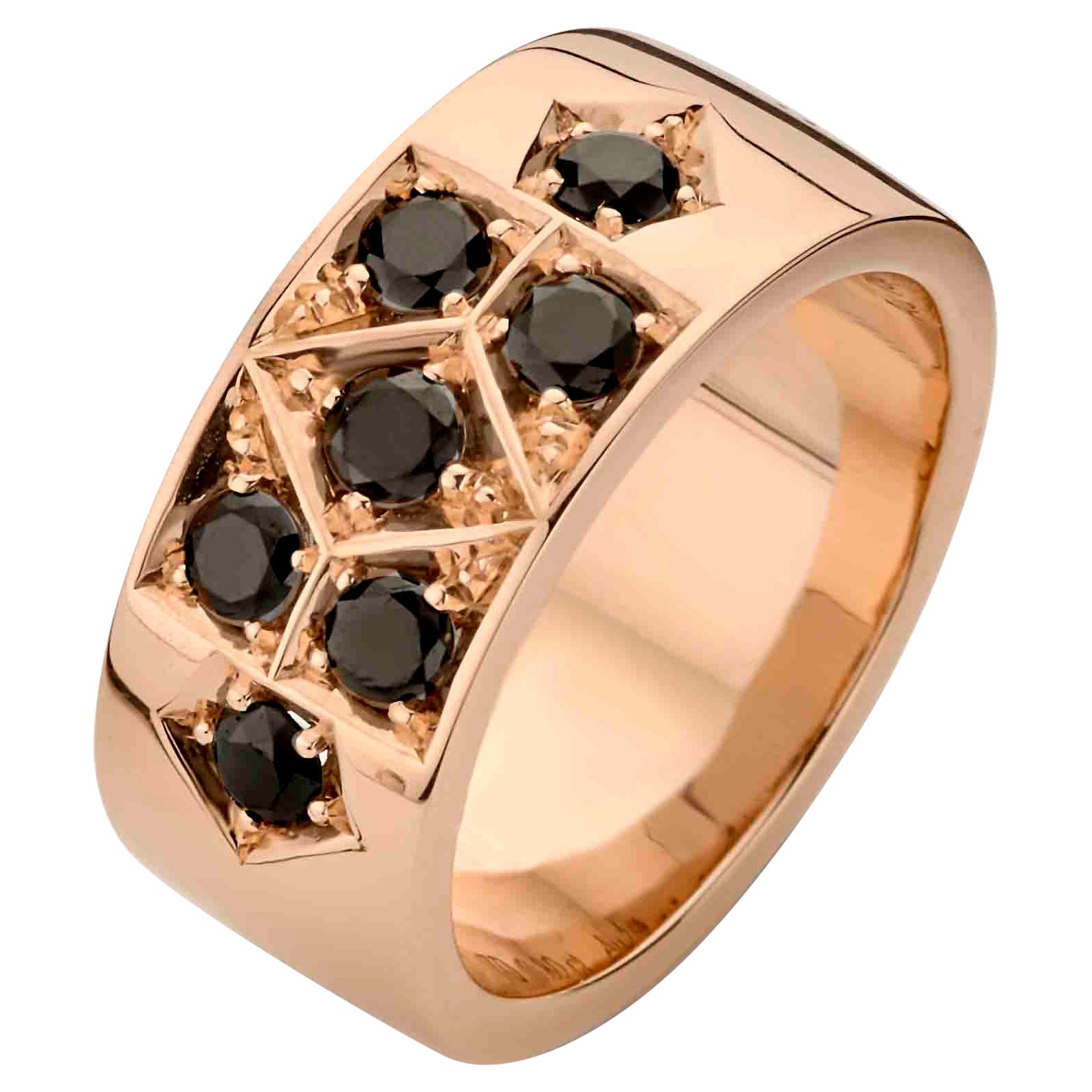 18 Karat Rose Gold 0.42 Carat Black Diamond Wedding Ring by Jochen Leën For Sale
