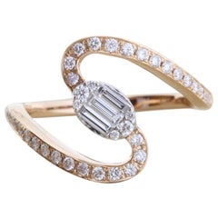 18 Karat Rose Gold 0.45 Carat Diamond Swirl Ring