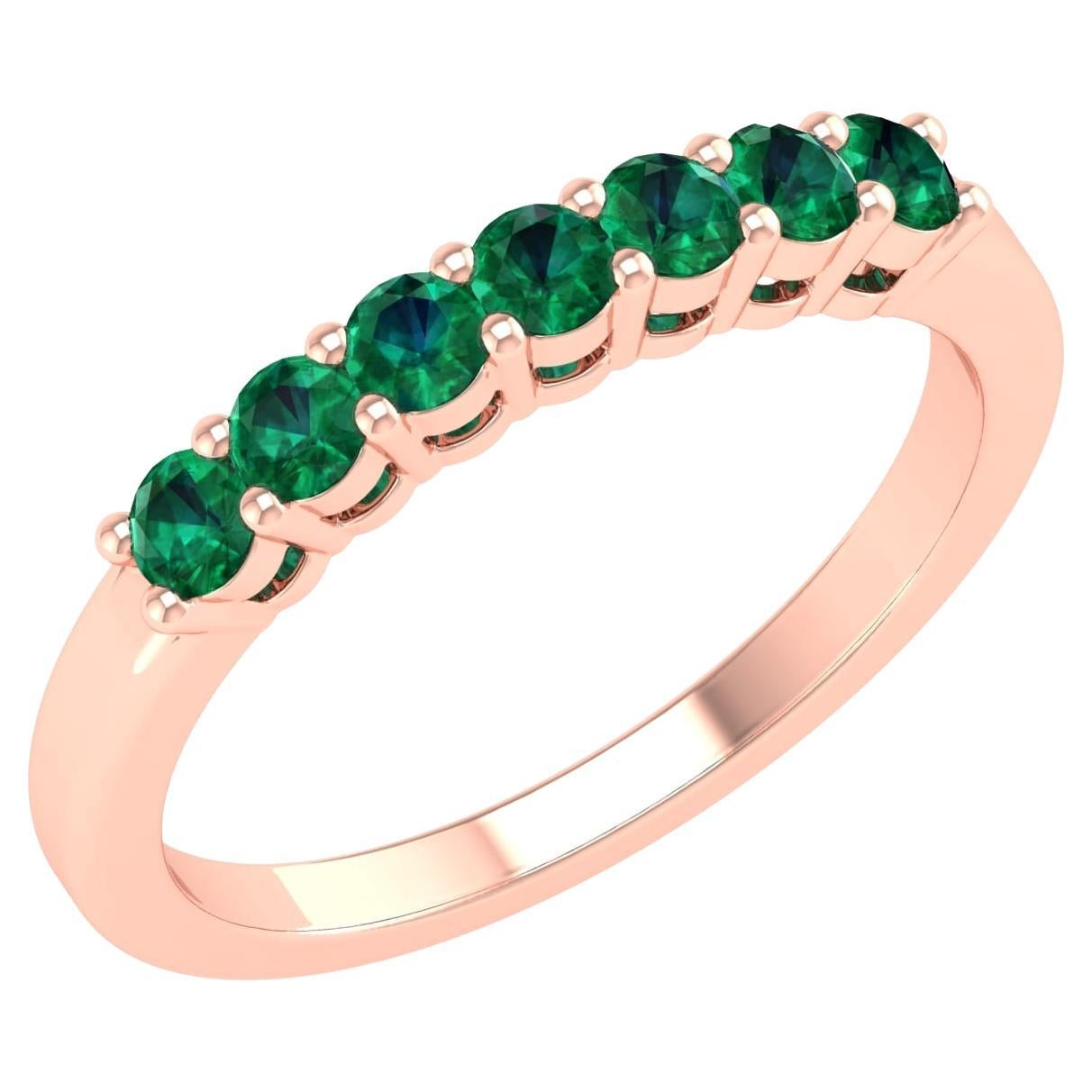 18 Karat Rose Gold 0.5 Carat Emerald Infinity Band Ring For Sale