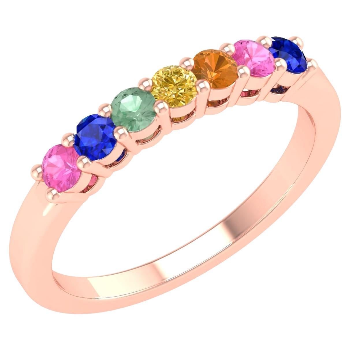 18 Karat Rose Gold 0.5 Carat Multi-Sapphire Infinity Band Ring For Sale
