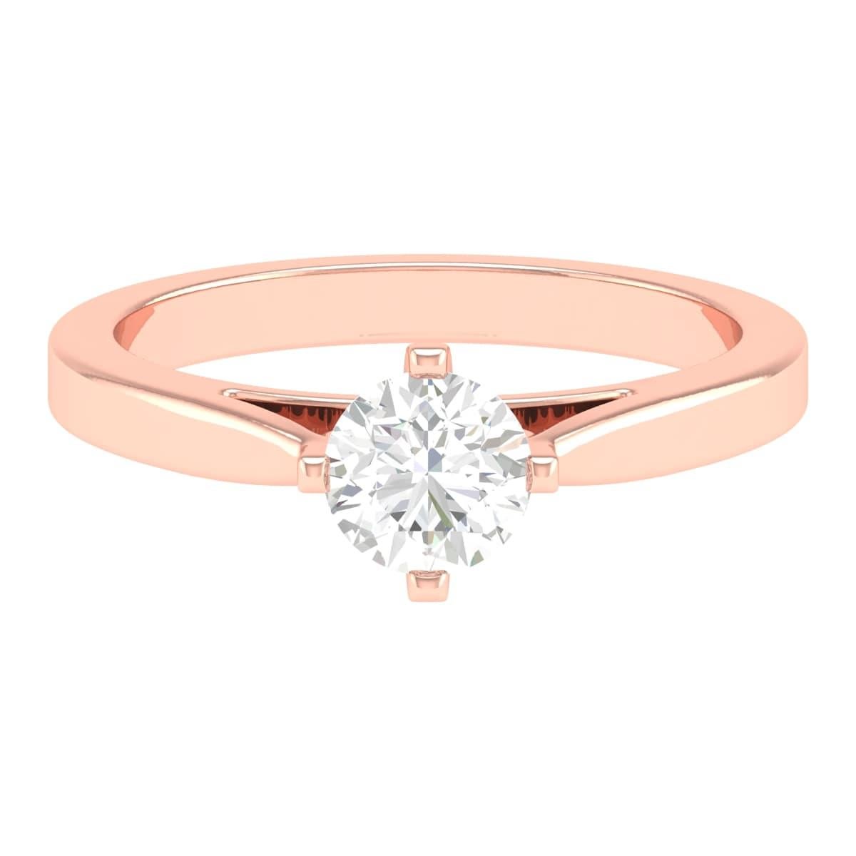 18 Karat Rose Gold 0.74 Carat Diamond Solitaire Ring For Sale 1