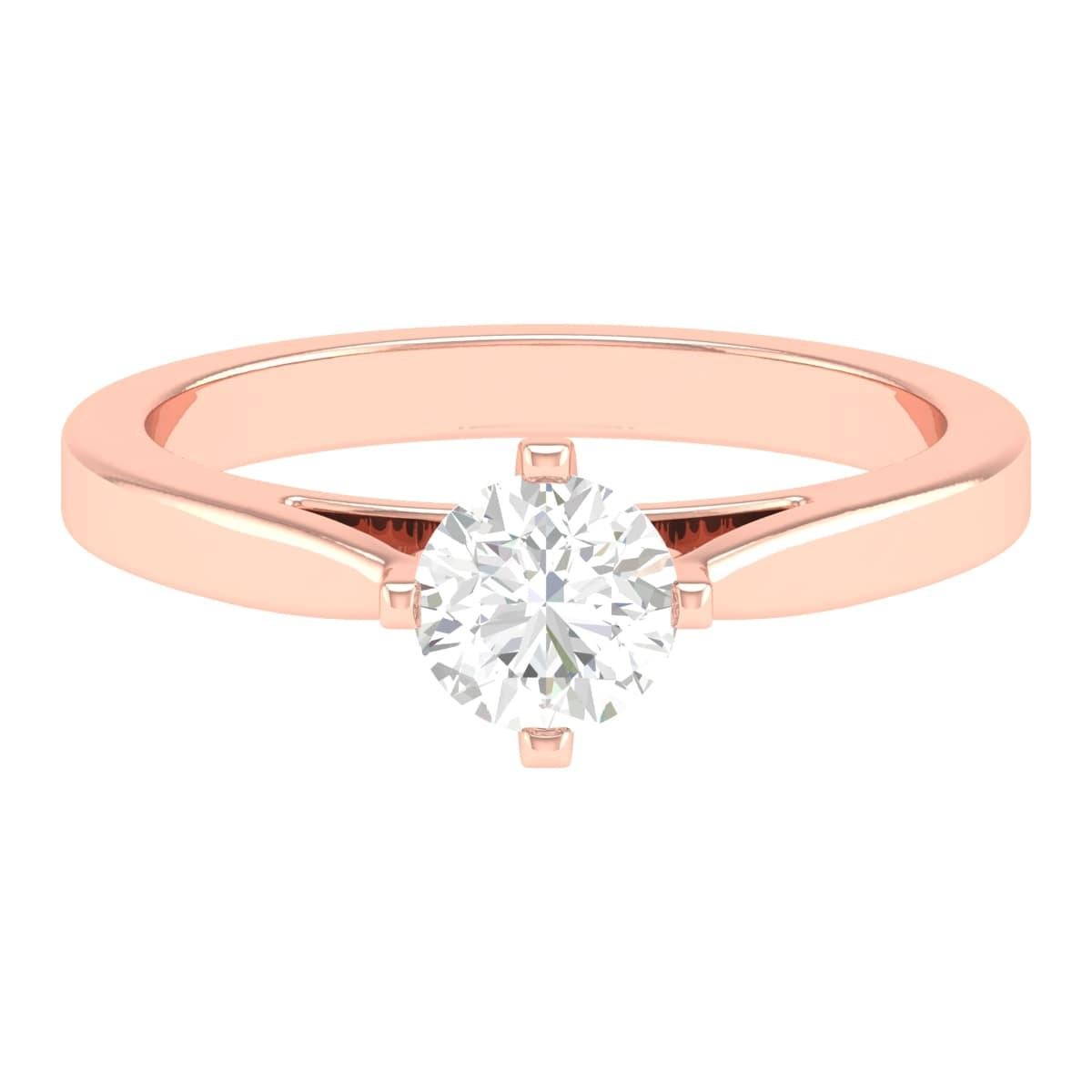 18 Karat Rose Gold 0.74 Carat Diamond Solitaire Ring For Sale 1