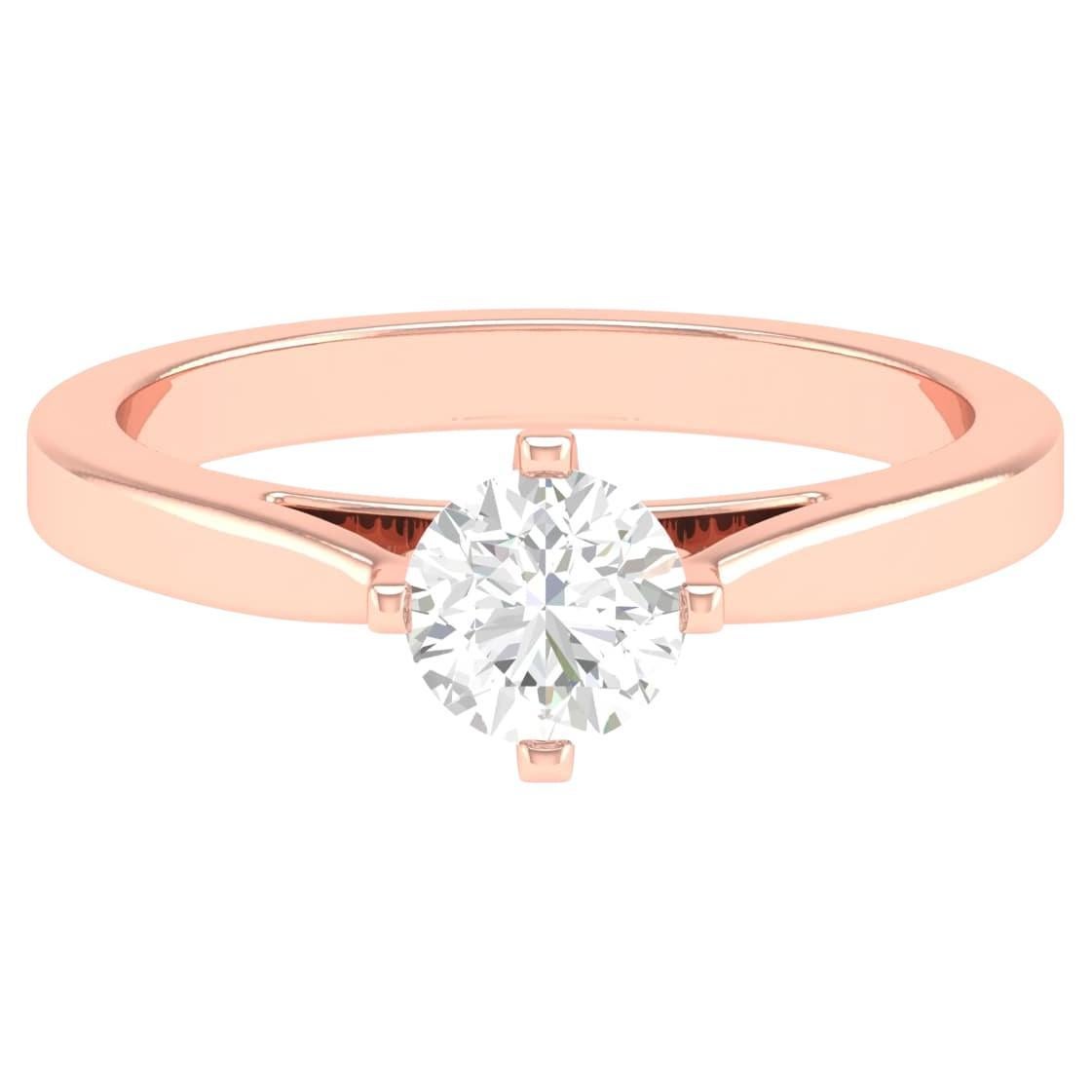 18 Karat Rose Gold 0.74 Carat Diamond Solitaire Ring For Sale