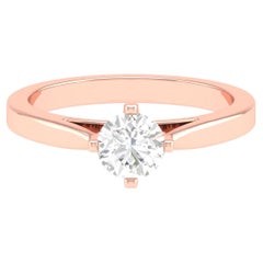 Bague solitaire en or rose 18 carats avec diamants de 0,74 carat