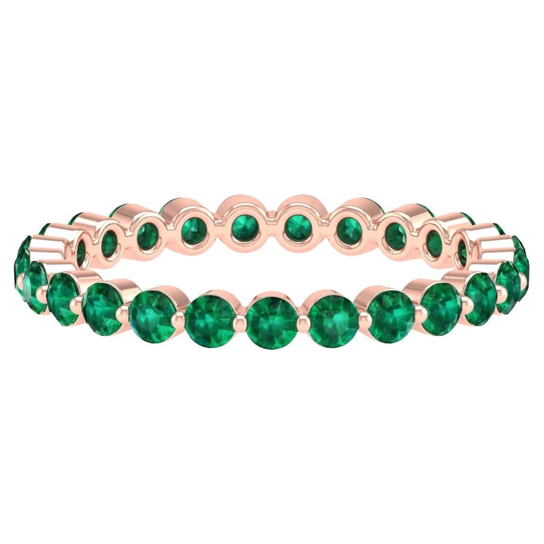 18 Karat Rose Gold 0.75 Carat Emerald Infinity Band Ring For Sale