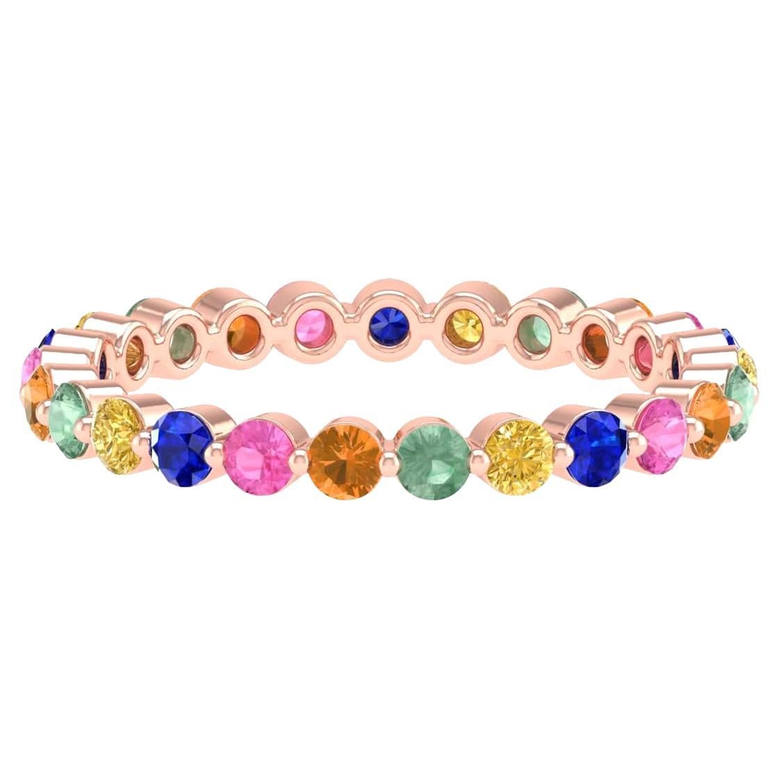 18 Karat Rose Gold 0.75 Carat Multi-Sapphire Infinity Band Ring For Sale