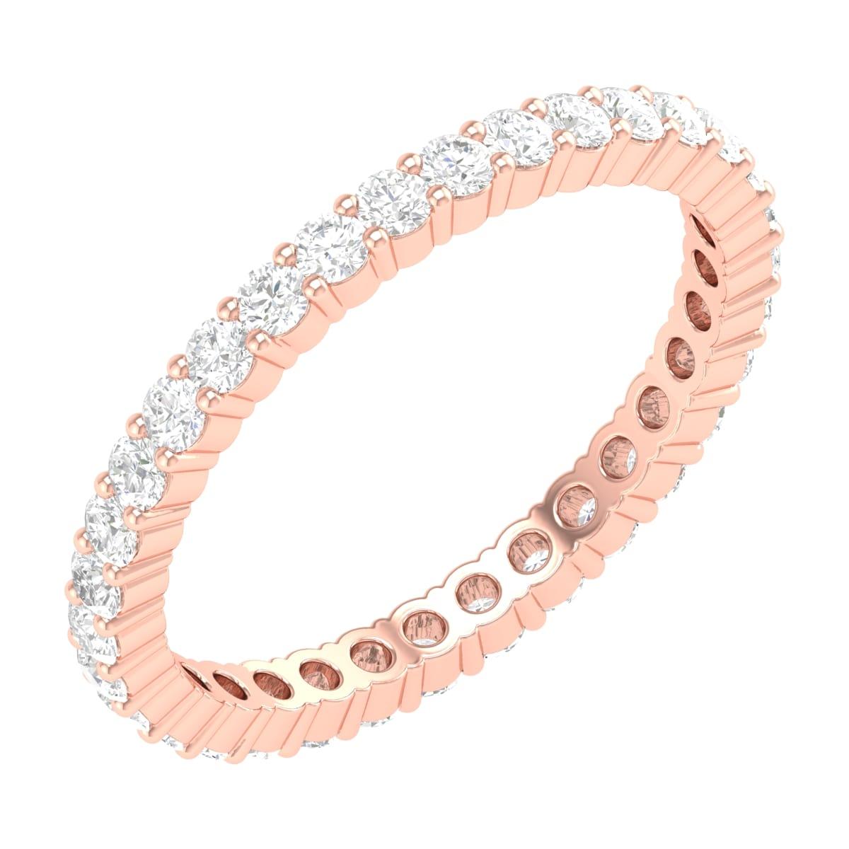 18 Karat Rose Gold 0.85 Carat Diamond Eternity Ring In New Condition For Sale In Jaipur, IN