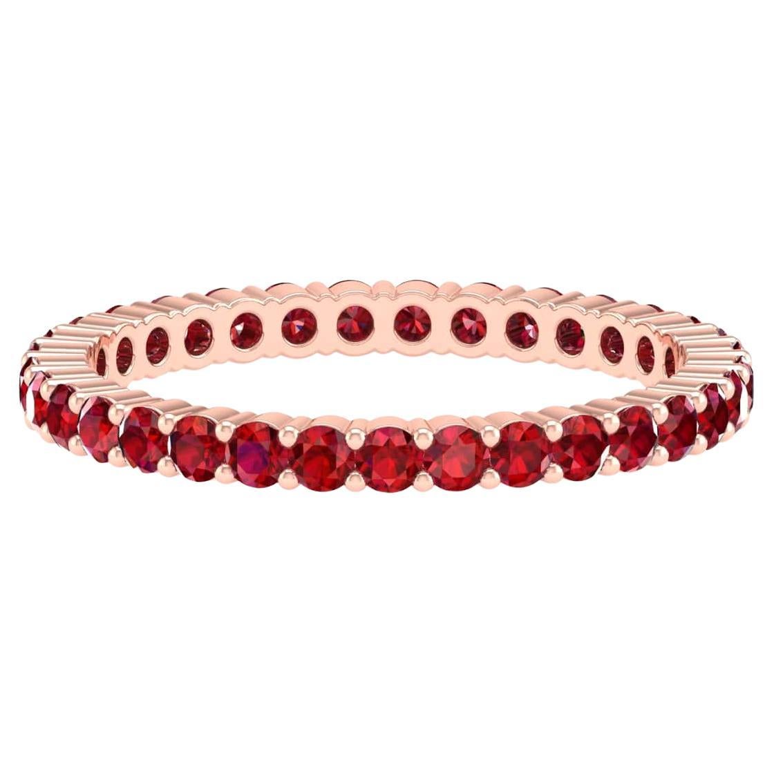 18 Karat Rose Gold 0.85 Carat Ruby Eternity Ring For Sale