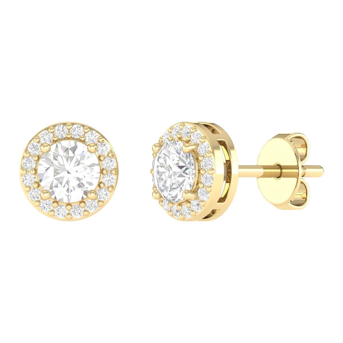 Women's 18 Karat Rose Gold 0.96 Carat Diamond Solitaire Stud Earrings For Sale