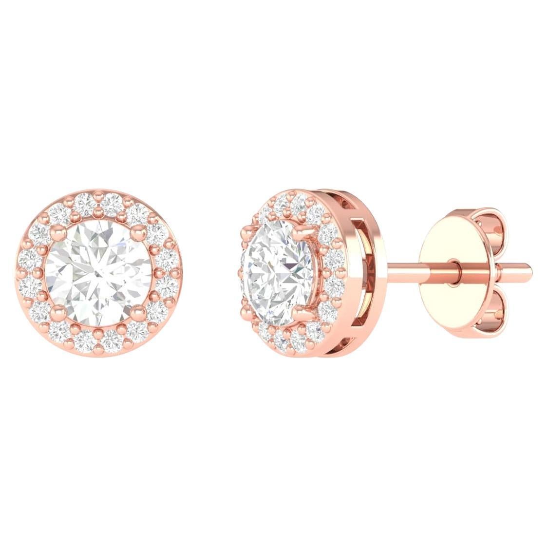 18 Karat Roségold 0,96 Karat Diamant Solitär-Ohrstecker