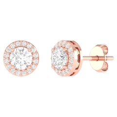 18 Karat Roségold 0,96 Karat Diamant Solitär-Ohrstecker