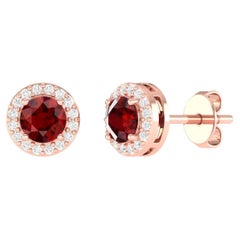 18 Karat Rose Gold 0.96 Carat Ruby Solitaire Stud Earrings