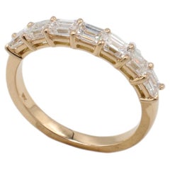 18 Karat Rose Gold 1.00 Carat Natural Emerald Cut Diamond Half Band Wedding Ring