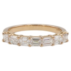 18 Karat Rose Gold 1.00 Carat Natural Emerald Cut Diamond Half Band Wedding Ring