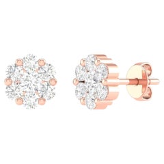 18 Karat Rose Gold 1.01 Carat Diamond Flower Stud Earrings