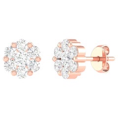 18 Karat Rose Gold 1.01 Carat Diamond Flower Stud Earrings