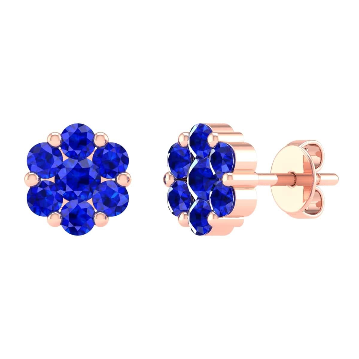 18 Karat Rose Gold 1.01 Carat Sapphire Flower Stud Earrings