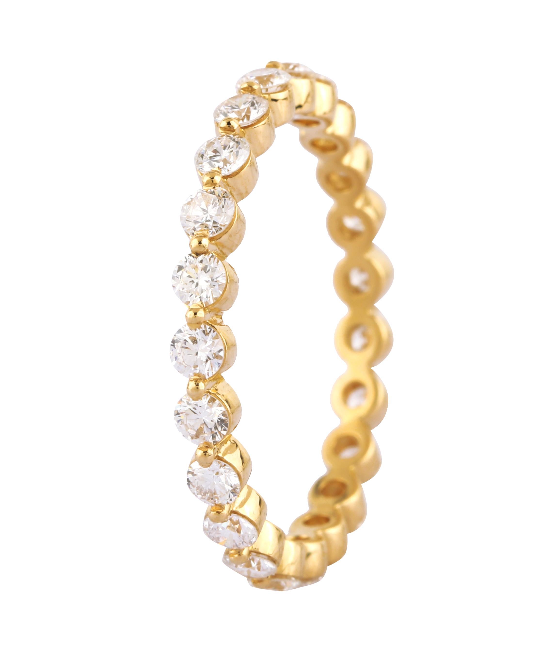 Brilliant Cut 18 Karat Rose Gold 1.07 Carat Diamond Eternity Band Ring For Sale