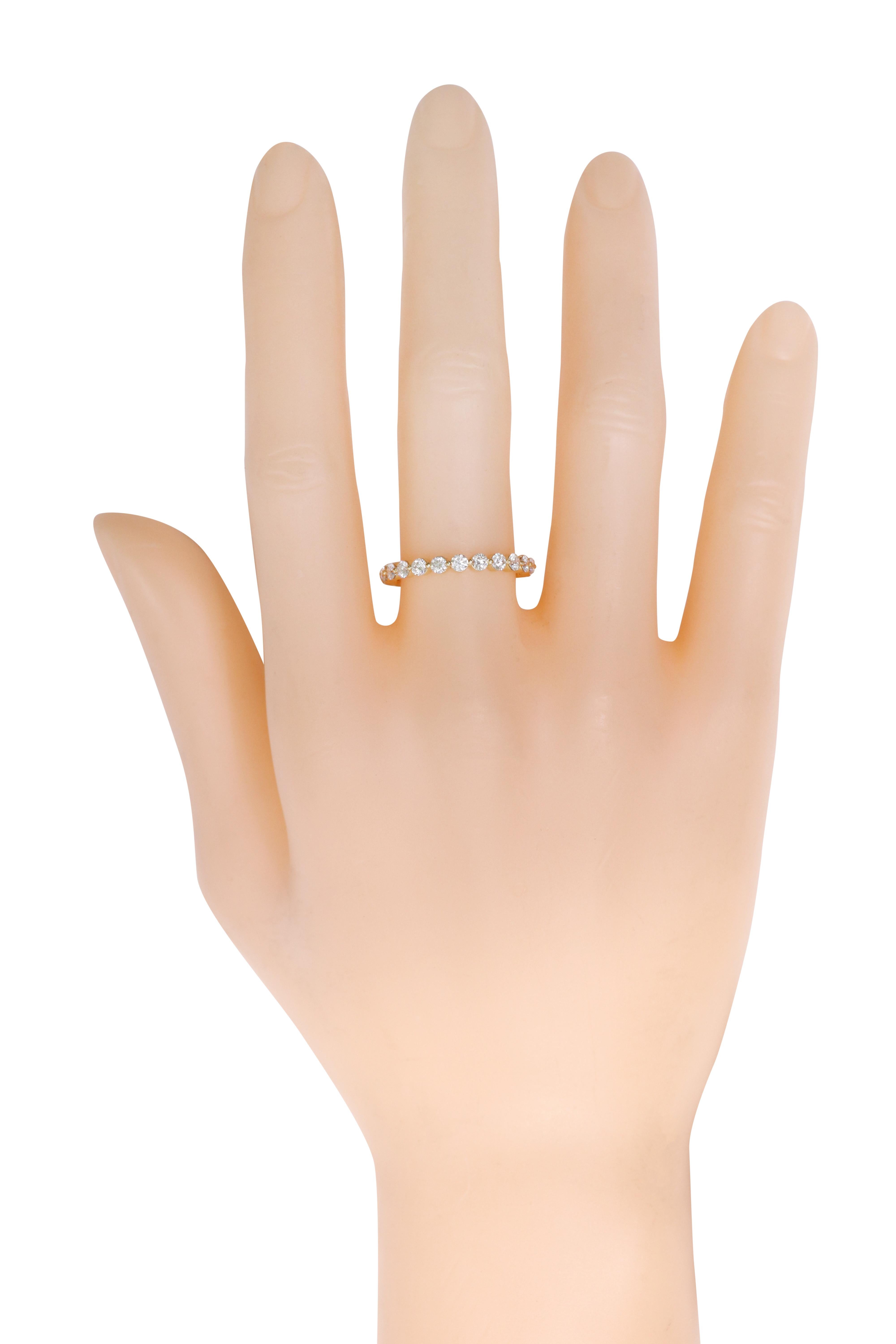 Women's 18 Karat Rose Gold 1.07 Carat Diamond Eternity Band Ring For Sale