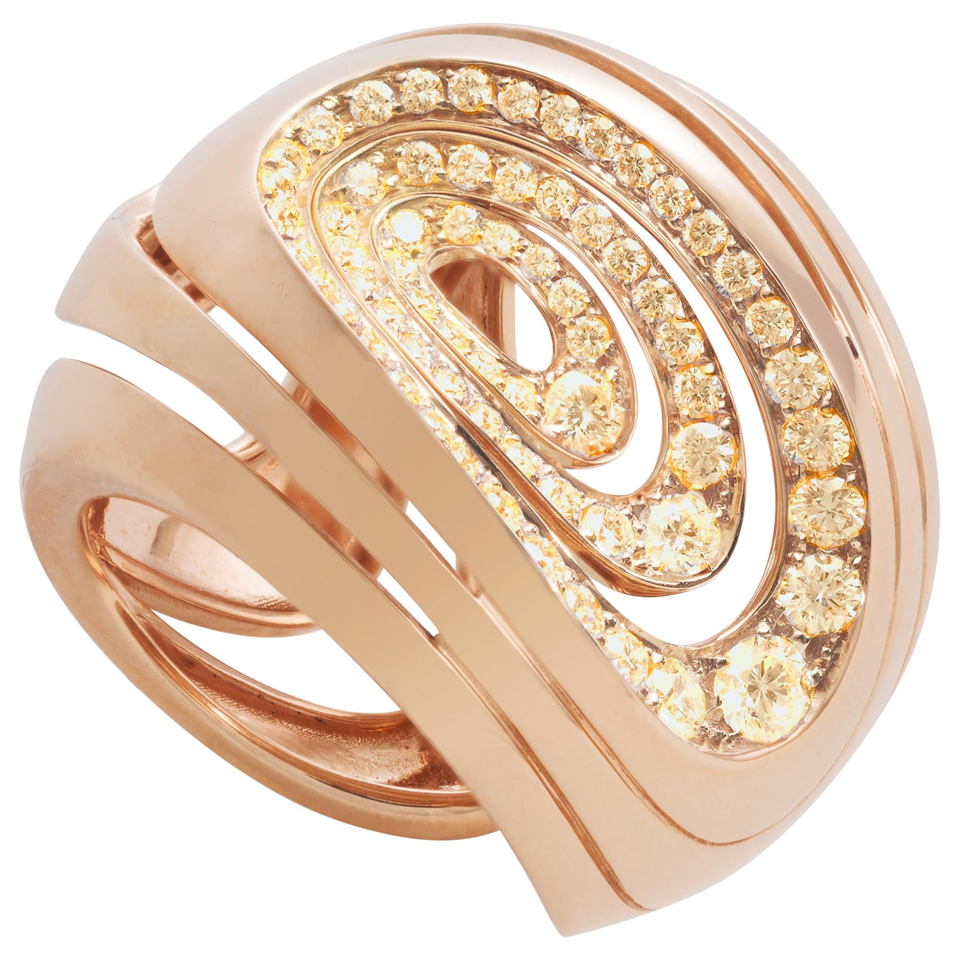 18 Karat Rose Gold 1.20 Carat White Diamonds Band Ring For Sale