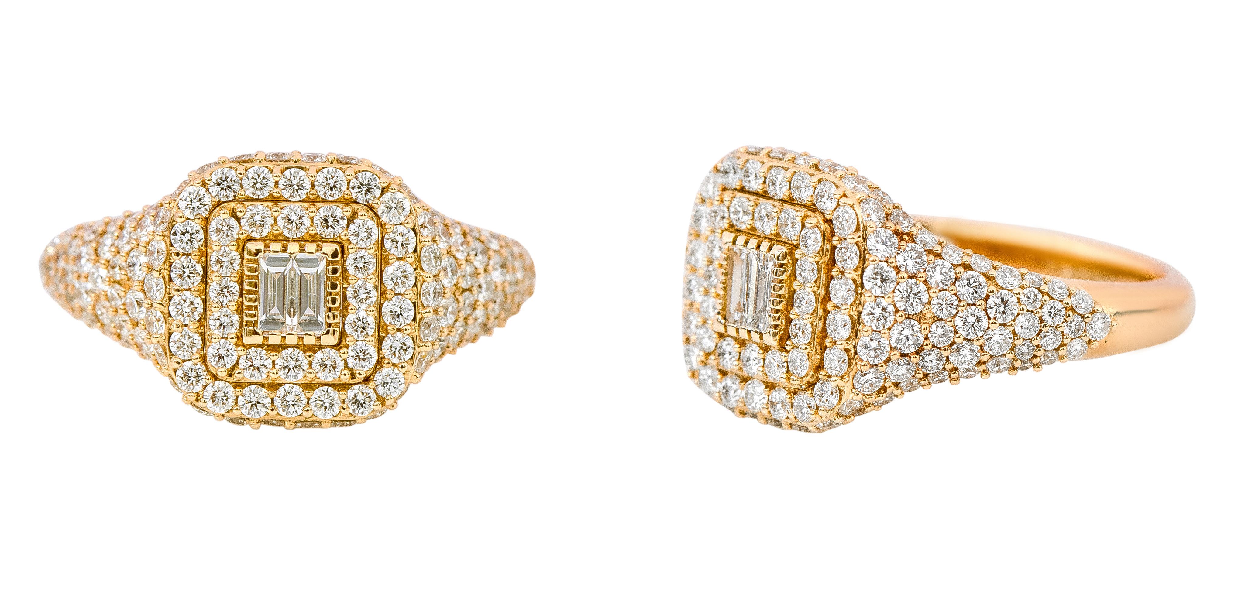 Modern 18 Karat Rose Gold 1.21 Carat Diamond Cluster Engagement Ring For Sale