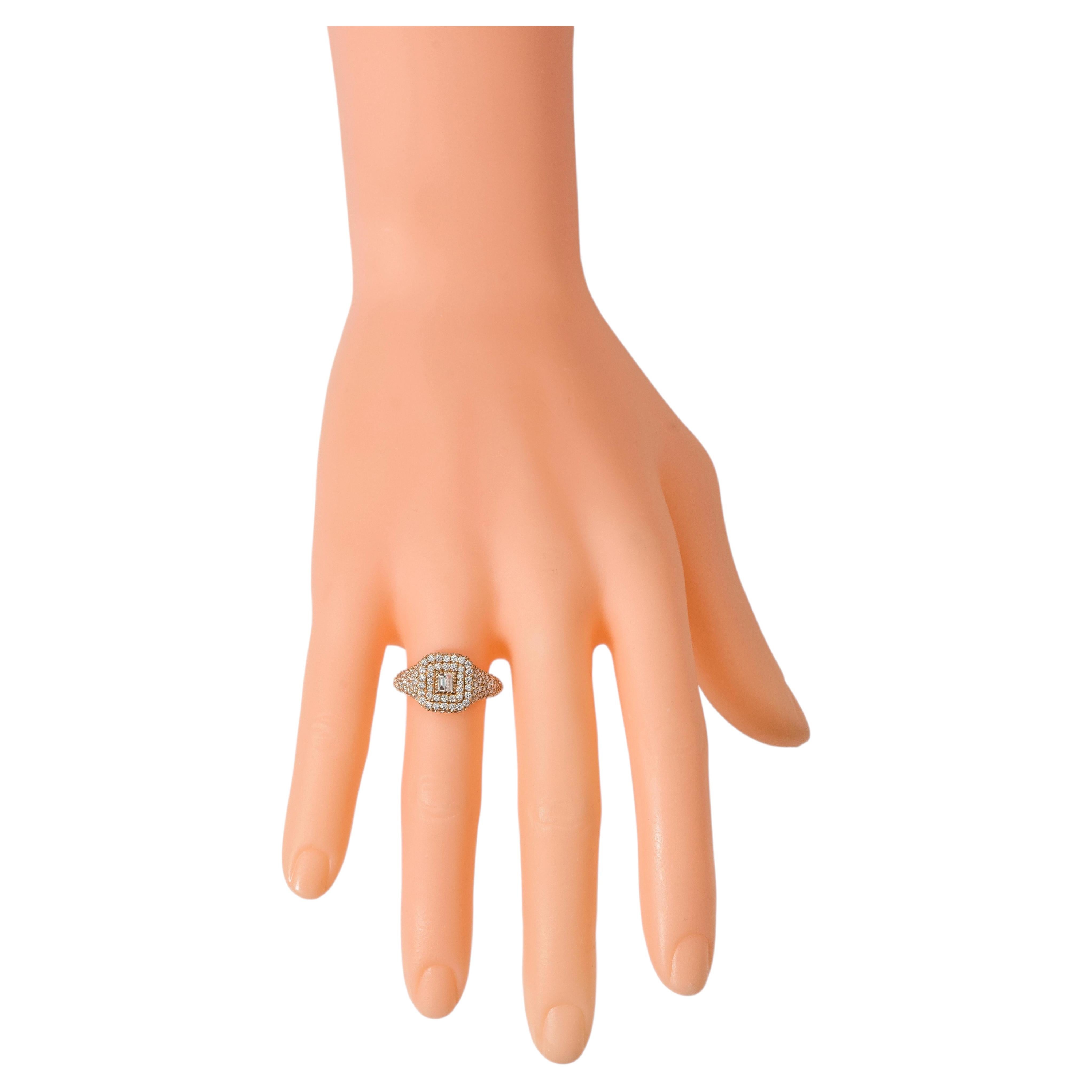 18 Karat Rose Gold 1.21 Carat Diamond Cluster Engagement Ring For Sale