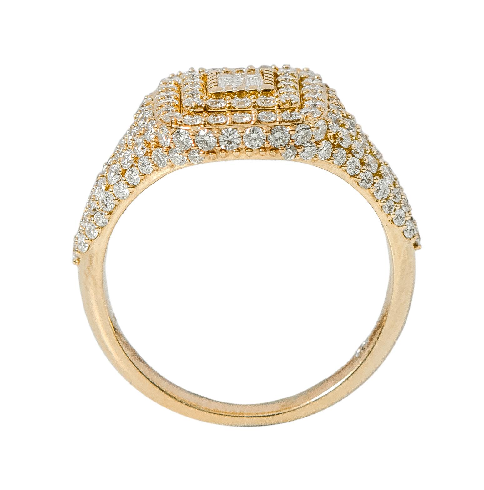 Bague de fiançailles en or rose 18 carats avec grappe de diamants de 1,21 carat Pour femmes en vente
